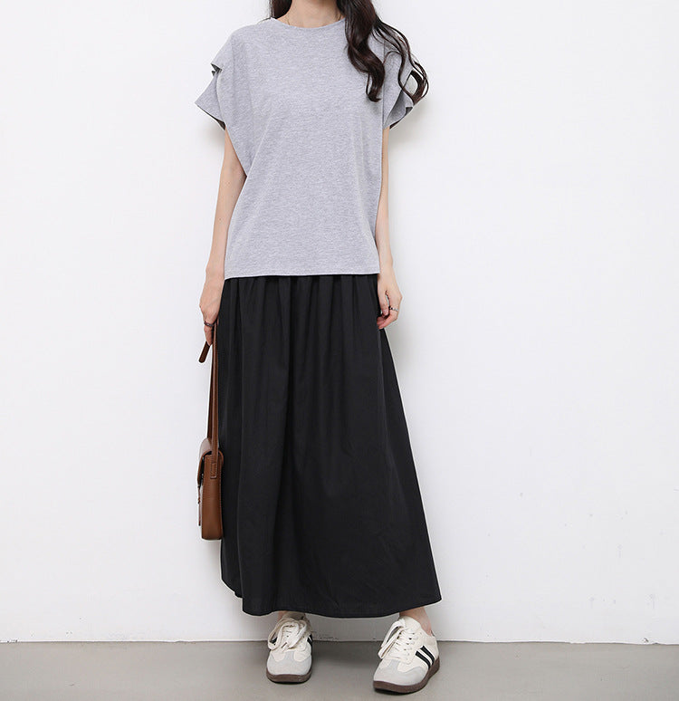 Star Custom Japanese Style New Model Lotte8Color Summer Stripes T Women's Cotton Loose Batwing Sleeve Knitted Top