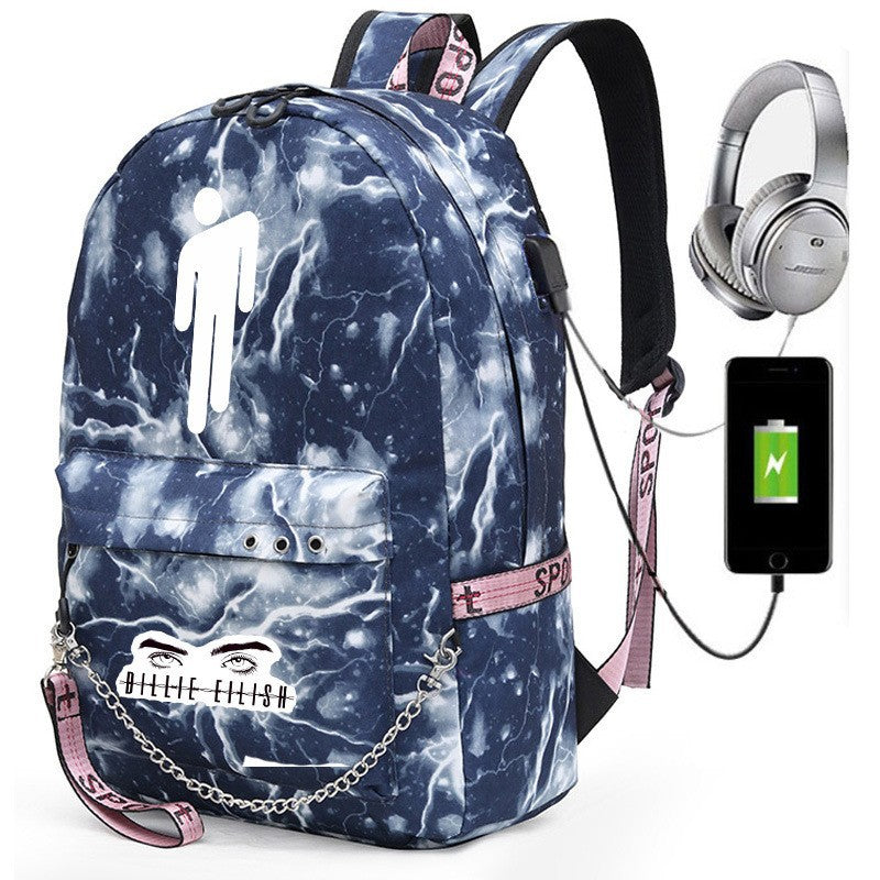 Same Style as Stars Billie Backpack Star l Empty USB Rechargeable Travel Backpack Student School Bag