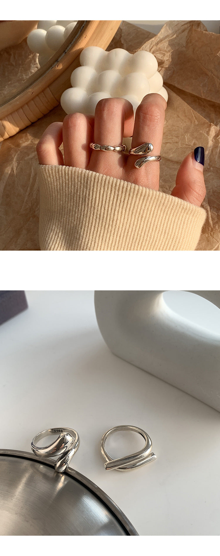 2026New design with high-quality texture925Index Finger Pure Silver Decorative Ring for Women, Light Luxury Niche ins Minimalist Style Personality Fashion Ring