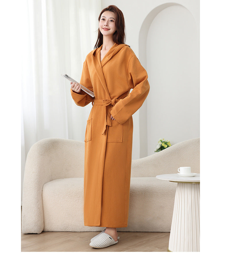 Autumn Winter Long Hooded Bathrobe Hotel Men Women Bathrobe Pajamas Homewear Long Sleeve Cross-Border Amazon One Piece Dropshipping