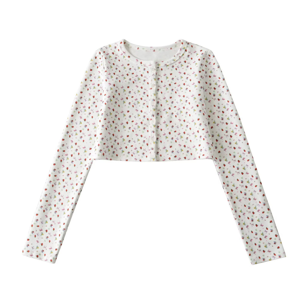 2025Autumn New Sexy Hot Girl Outfit Floral Fleece Sexy Cardigan Slim Fit Slimming Jacket