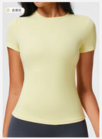 New Casual Sportswear t Women's Slim Fit Quick-Dry Barely-There Feel Fitness Top Shirt Running Yoga Short Sleeve