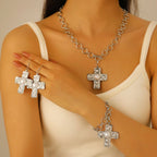 Celebrity Style Decorative Chain Jewelry Personalized Cross Alloy Pendant Necklace  Minimalist Style Clip Simple Internet Celebrity Collarbone Chain for Women