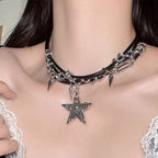 Star Custom 2025New Year's Exaggerated Punk Necklace y2k Irregular Subculture Hip-Hop Trend Unisex Niche Collarbone Chain