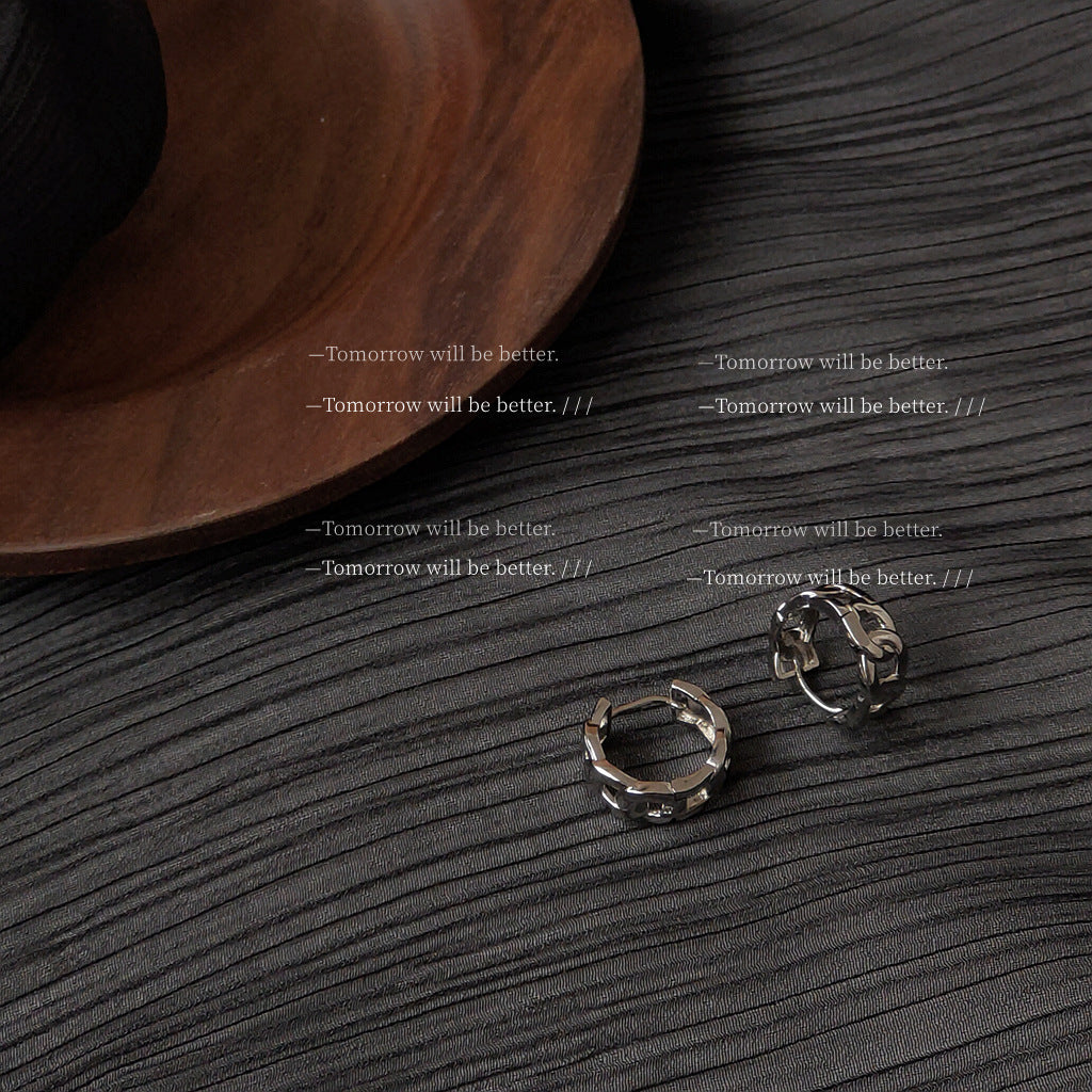 Same Style as Stars2026New Fashion Commuting Neutral Style silver Earrings ins Trendy Hip-Hop Minimalist Style Earrings Fashion New Simple Ear Accessories