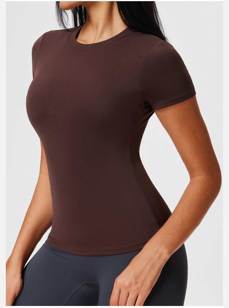 New Casual Sportswear t Women's Slim Fit Quick-Dry Barely-There Feel Fitness Top Shirt Running Yoga Short Sleeve