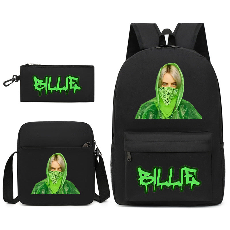 Celebrity Style Trendy European and American Billie Pencil Bag Shoulder Backpack Three-piece School Bag