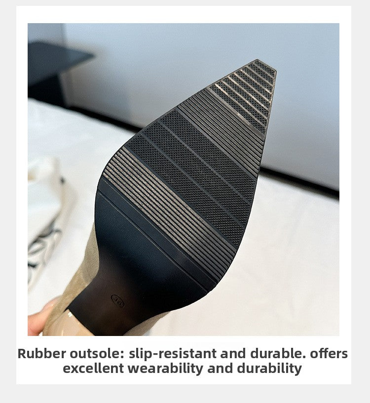 9800-1Internet Celebrity Pointed Toe High Heel Boots Over-the-Knee Long Boots for Women Autumn Winter New Suede Thin Heel Long Boots Women's Boots