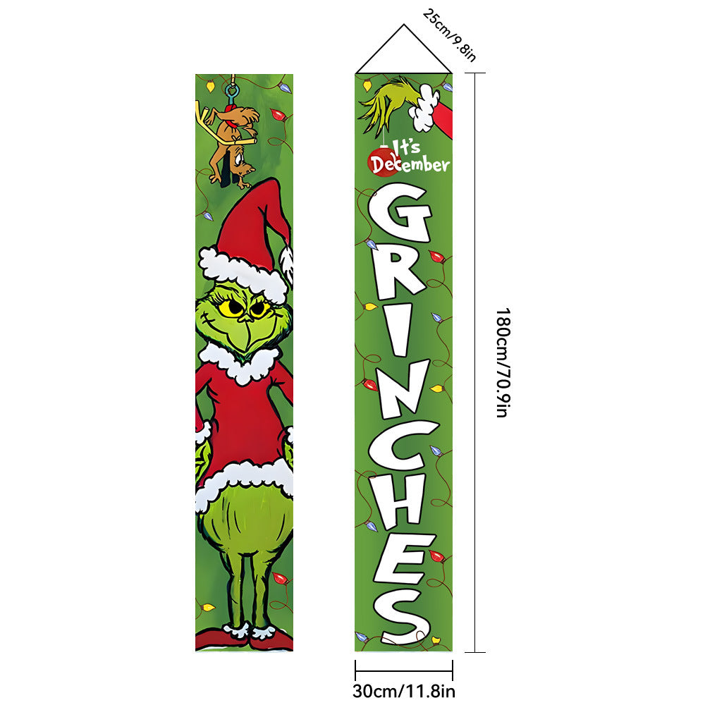 2026New Year Christmas Couplets Santa Claus Soldier Outdoor Decoration Door Curtain Hanging Flag Outdoor European and American