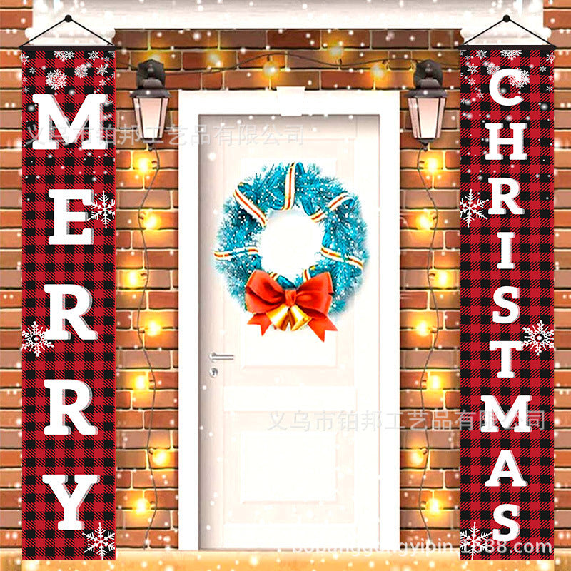 2026New Year Christmas Couplets Santa Claus Soldier Outdoor Decoration Door Curtain Hanging Flag Outdoor European and American