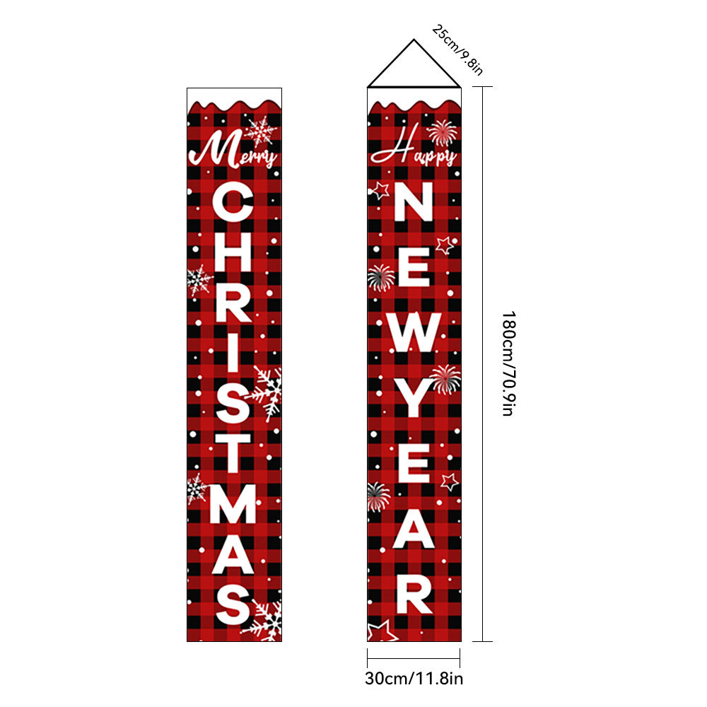 2026New Year Christmas Couplets Santa Claus Soldier Outdoor Decoration Door Curtain Hanging Flag Outdoor European and American