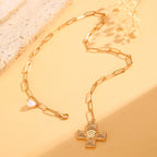 Celebrity Style Decorative Chain Jewelry Personalized Cross Alloy Pendant Necklace  Minimalist Style Clip Simple Internet Celebrity Collarbone Chain for Women