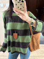 2025Trendy Hot Item100%Australian Pure Wool Sweater Loose Lazy Round Neck Knitted Sweater Autumn Winter Stylish Sweater