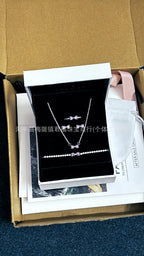 Panjia Silver Plated Hot Selling Product Bow Necklace Ear Stud Ring Bracelet4Set Gift Set Women's All-Matching