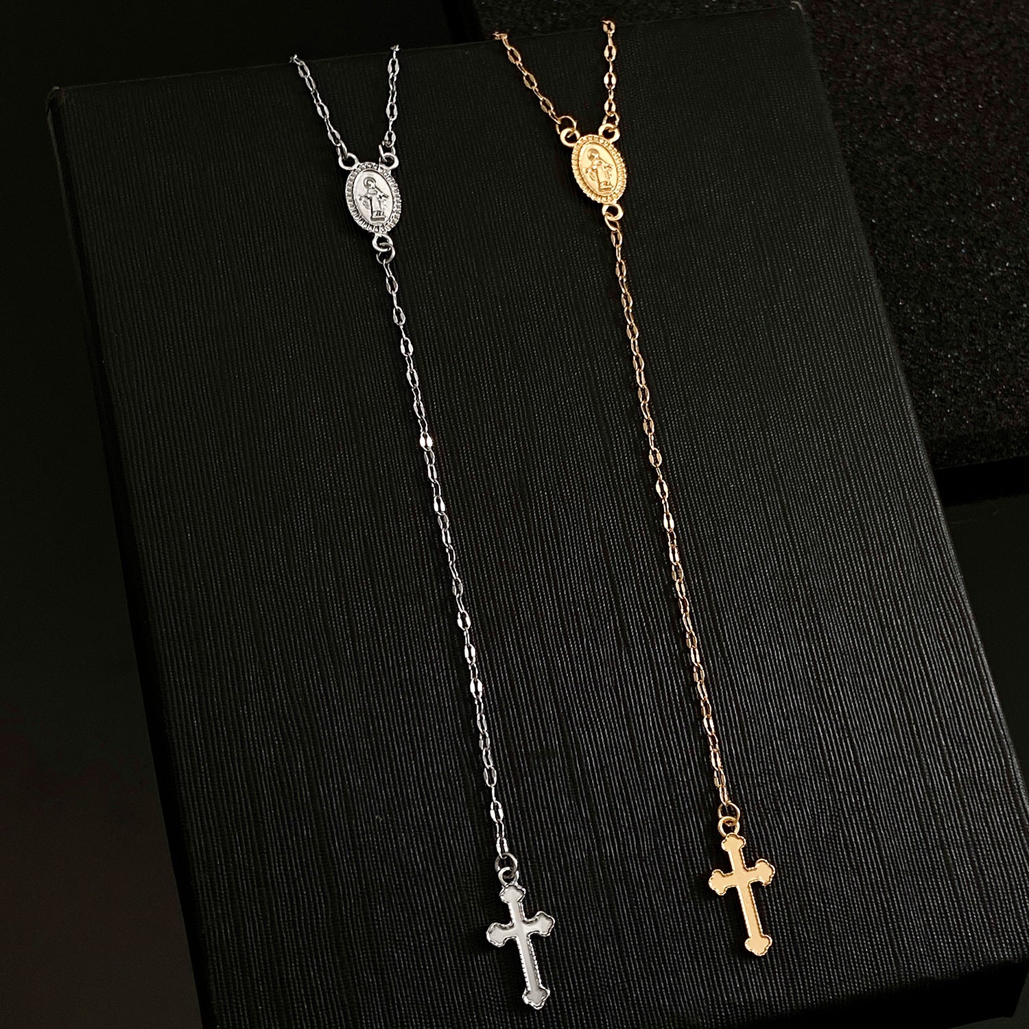Celebrity Style Popular Cross Long Chain Necklace for Women Easter Trendy Jewelry Sexy Tassel Virgin Mary Pendant