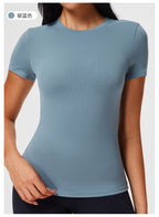 New Casual Sportswear t Women's Slim Fit Quick-Dry Barely-There Feel Fitness Top Shirt Running Yoga Short Sleeve