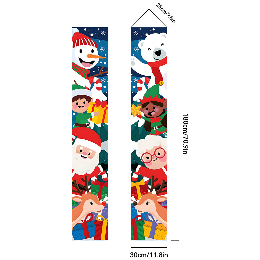 2026New Year Christmas Couplets Santa Claus Soldier Outdoor Decoration Door Curtain Hanging Flag Outdoor European and American
