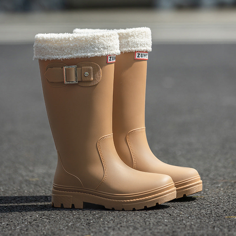 Star Custom Fashion Korean Style Women's High Tube Rain Boots Non-Slip Waterproof Wear-Resistant Long Tube Water Boots Adult Rubber Shoes