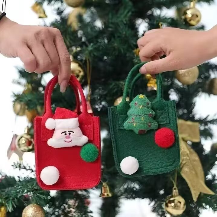 48h Shipping Christmas Eve Packaging Bag Small Gift Bag Felt Handheld Candy Bag