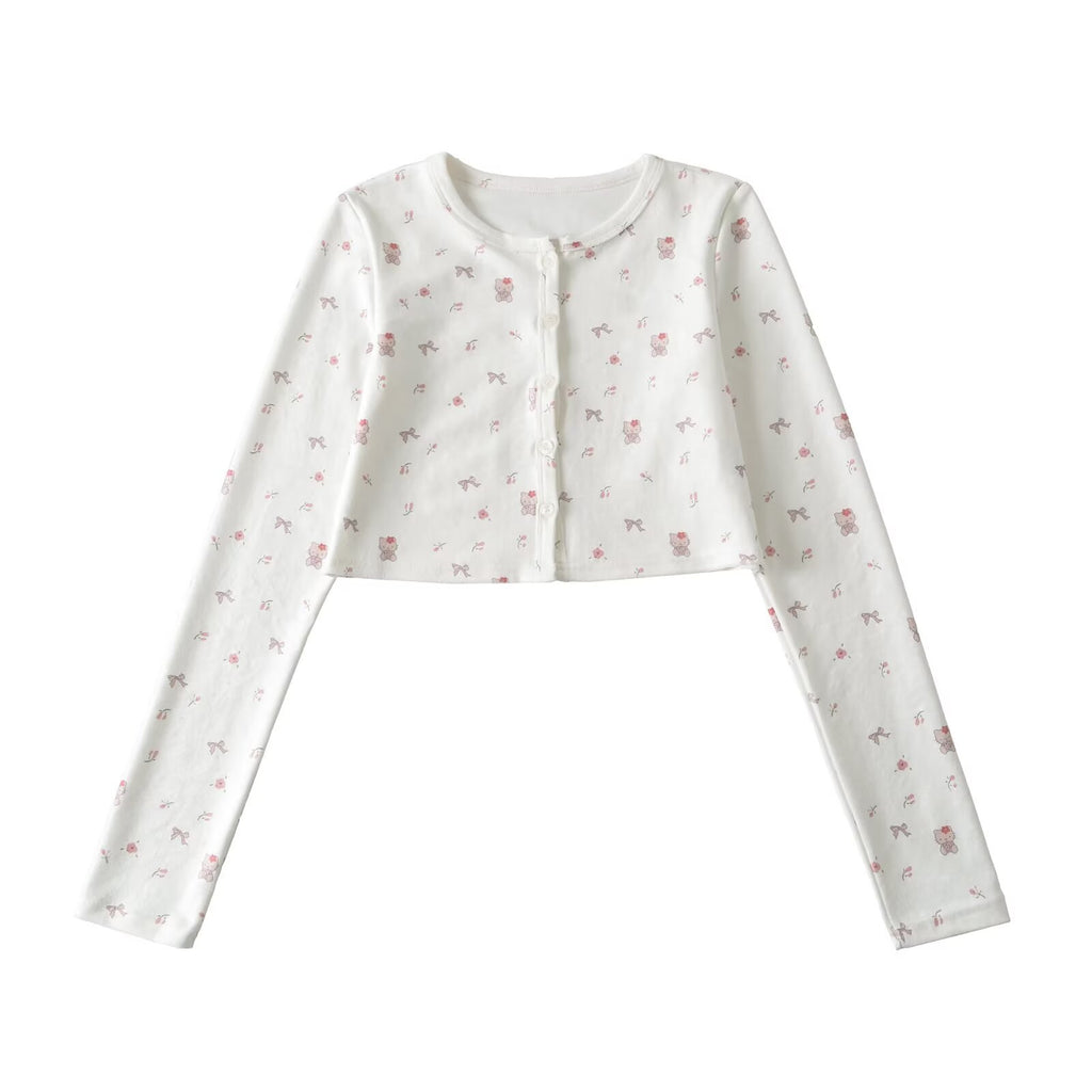 2025Autumn New Sexy Hot Girl Outfit Floral Fleece Sexy Cardigan Slim Fit Slimming Jacket