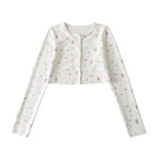 2025Autumn New Sexy Hot Girl Outfit Floral Fleece Sexy Cardigan Slim Fit Slimming Jacket