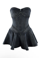 D8699Women's Fashion Sleeveless Tube Top Denim Sexy Hot Girl A Word mini Dress