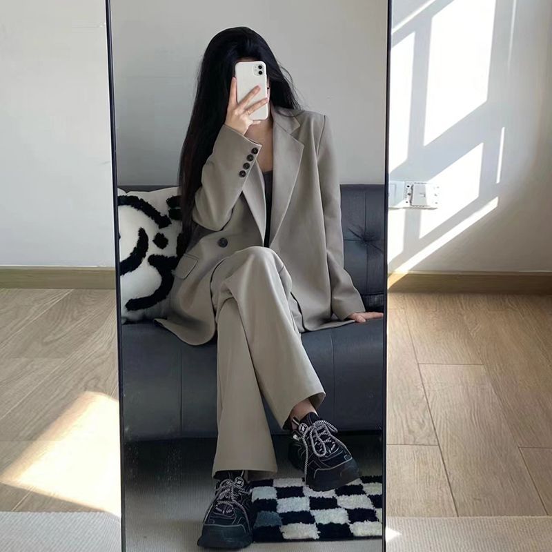 Fashionable Casual High-End Women's Blazer2025New Spring and Autumn Korean Style Loose Slimming Two-Piece Suit Set