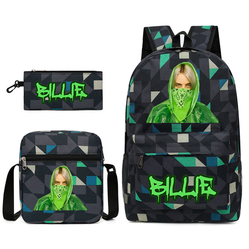 Celebrity Style Trendy European and American Billie Pencil Bag Shoulder Backpack Three-piece School Bag