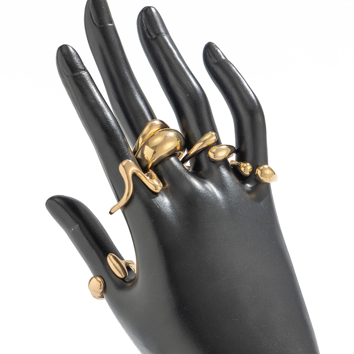 Custom Design Photosensitive Water Drop Hugging Open Ring for Celebrities Unique Irregular Geometric Joint Ring