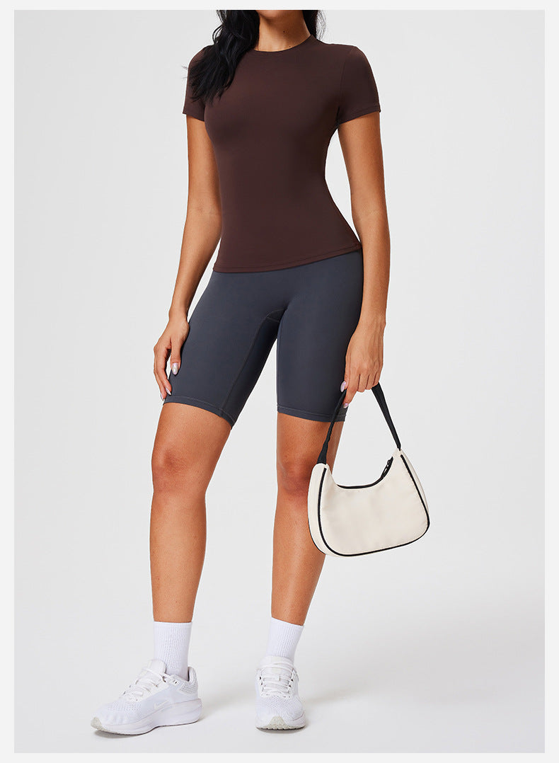 New Casual Sportswear t Women's Slim Fit Quick-Dry Barely-There Feel Fitness Top Shirt Running Yoga Short Sleeve