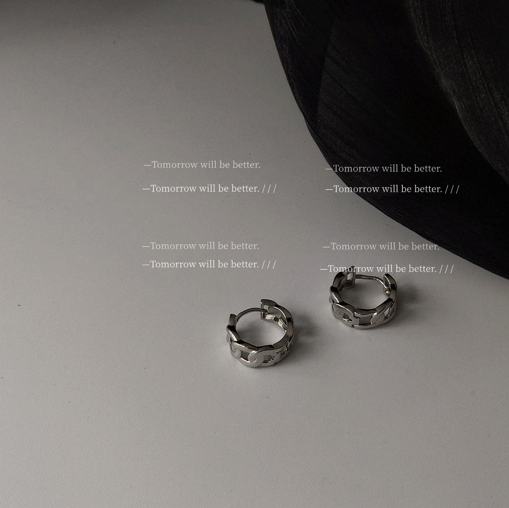 Same Style as Stars2026New Fashion Commuting Neutral Style silver Earrings ins Trendy Hip-Hop Minimalist Style Earrings Fashion New Simple Ear Accessories