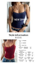 Custom Celebrity Design2025Spring and Summer Women's Tops Y2K Sexy Slim Fit Crop Top Solid Color Ribbed Camisole