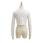 2025Autumn New Sexy Hot Girl Outfit Floral Fleece Sexy Cardigan Slim Fit Slimming Jacket