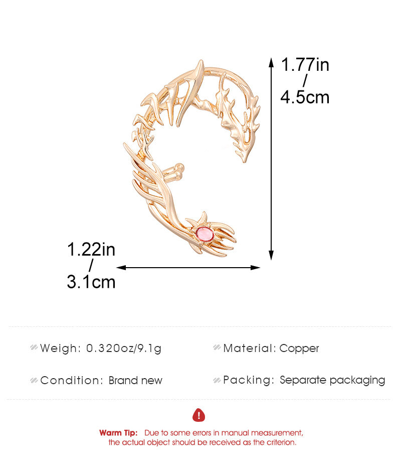 Star Style Thorn Spine Skeleton Mechanical Style Ear Hook Niche Design Irregular Metal Non-Pierced Ear Clip Unisex Earrings Has Been Blessed for Safety