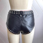 "Obsessed" Double-Belted Studded Micro Shorts - Low Rise Rock Edition