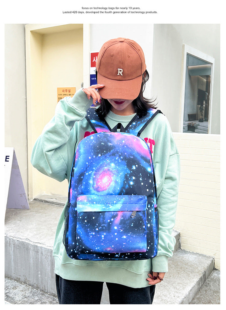 Celebrity Style Trendy European and American Billie Pencil Bag Shoulder Backpack Three-piece School Bag