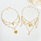 Celebrity Style Jewelry Niche Design Hot Girl Imitation Pearl Tassel Heart Cross Butterfly Versatile Necklace for Women