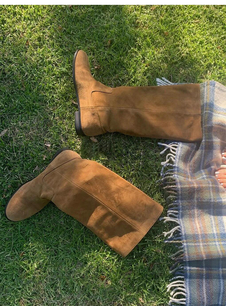 SOUR Era Suede Slouch Boots - Vintage Knee-High Fit