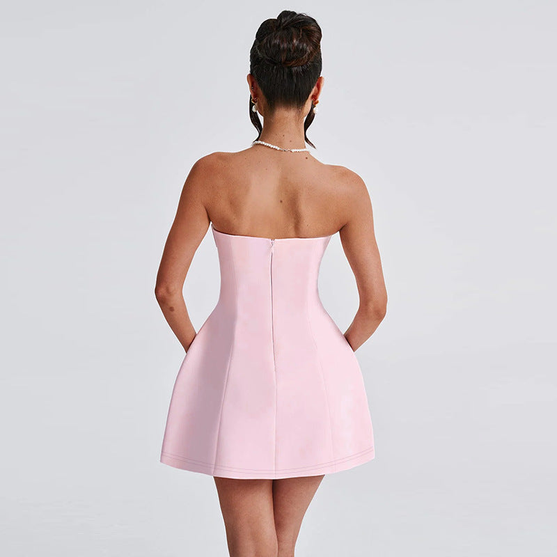 JY24070Sexy Strapless Waist-Cinching A New Style Elegant Women's Short Dress