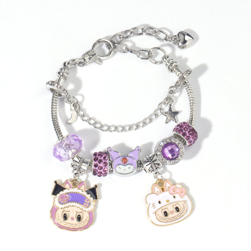Hot Selling Sanrio Beaded Bracelet Cartoon Kuromi Labubu Beaded Bracelet Women's Accessories