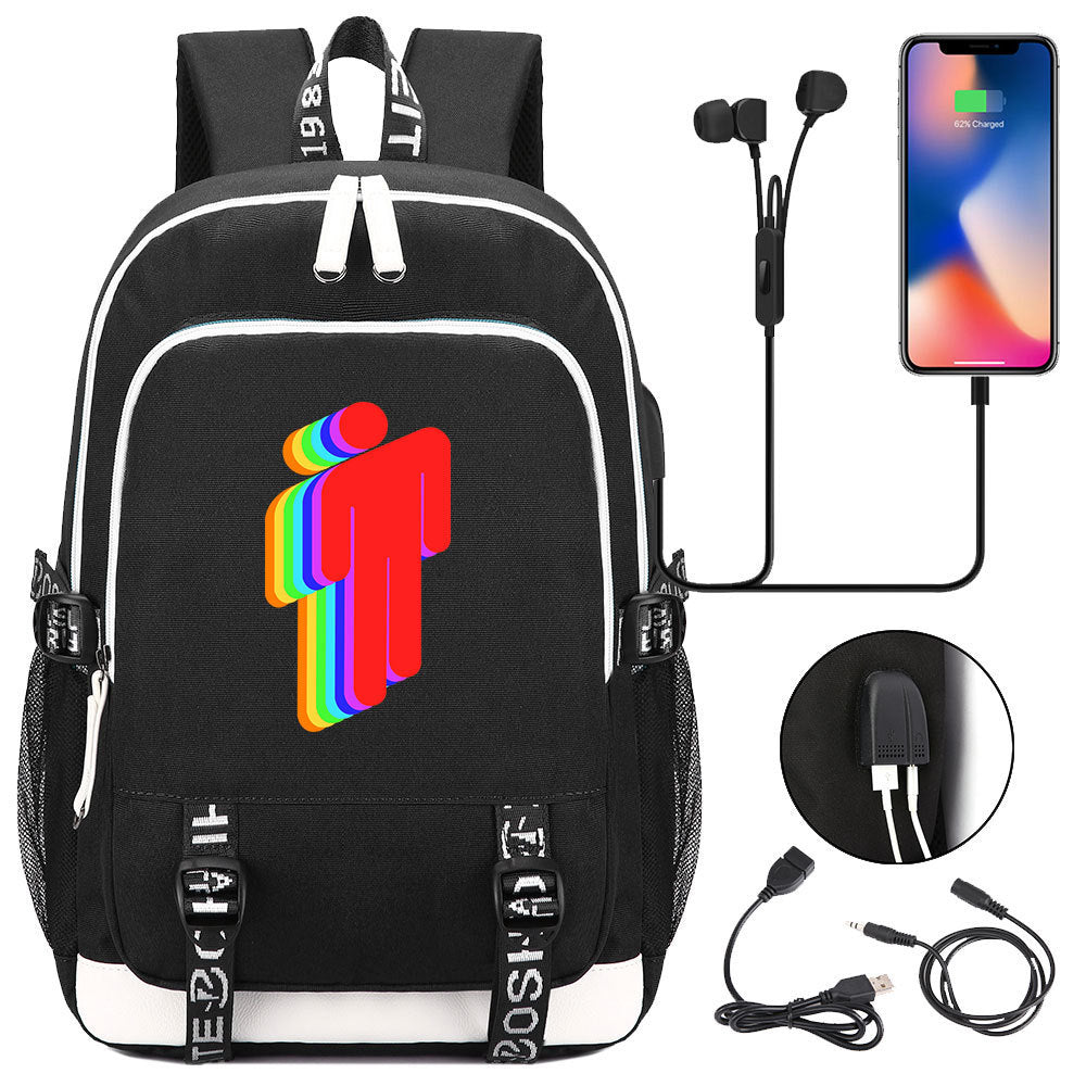 Celebrity Style Trend Billie Teenage Primary and Secondary School Students Schoolbag USB Men's and Women's Casual Backpack