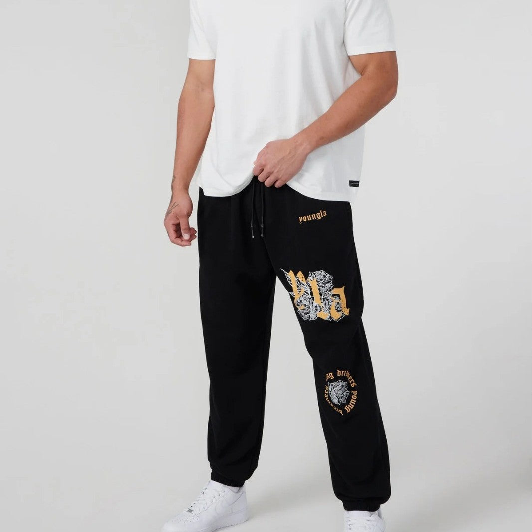 YOUNGLA Sports Pants Gym Bodybuilding Running Training Pants Cotton Terry Printed Jogger Pants Men