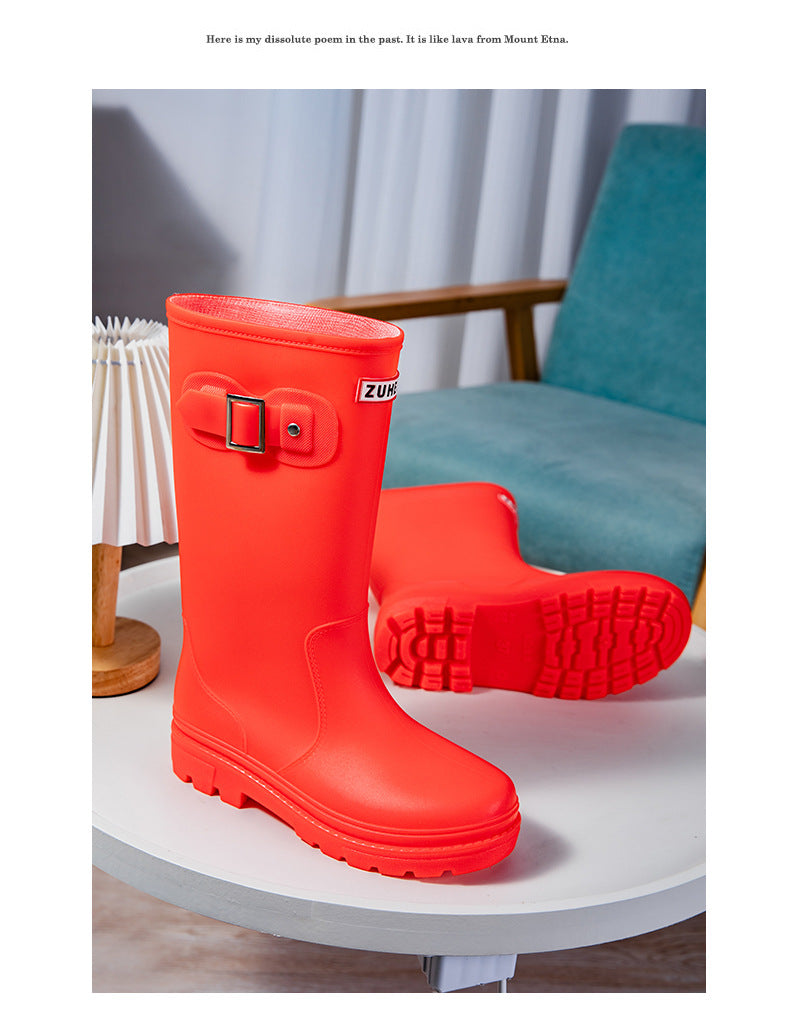 Star Custom Fashion Korean Style Women's High Tube Rain Boots Non-Slip Waterproof Wear-Resistant Long Tube Water Boots Adult Rubber Shoes