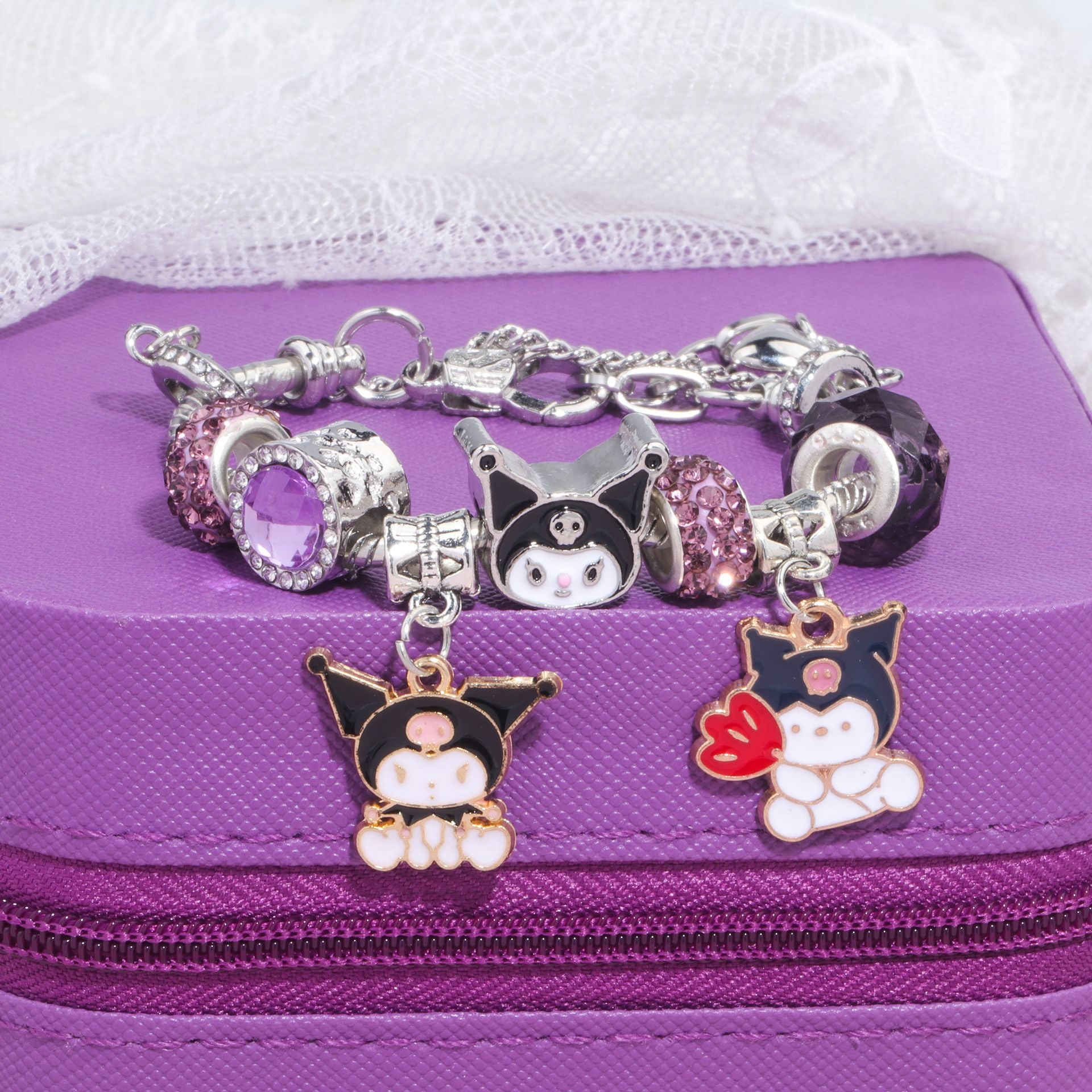 Hot Selling Sanrio Beaded Bracelet Cartoon Kuromi Labubu Beaded Bracelet Women's Accessories