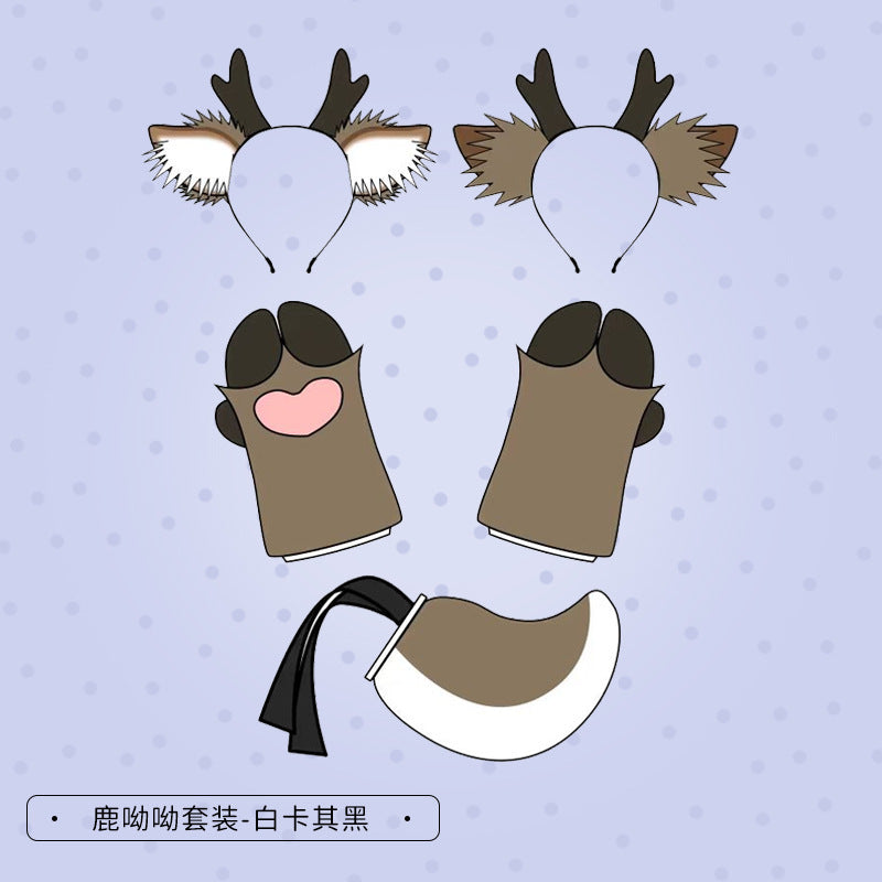 Christmas Antler Headband Cute Plush Deer Ear Headwear cosplay Accessories Handmade Simulated Animal Ear Headband