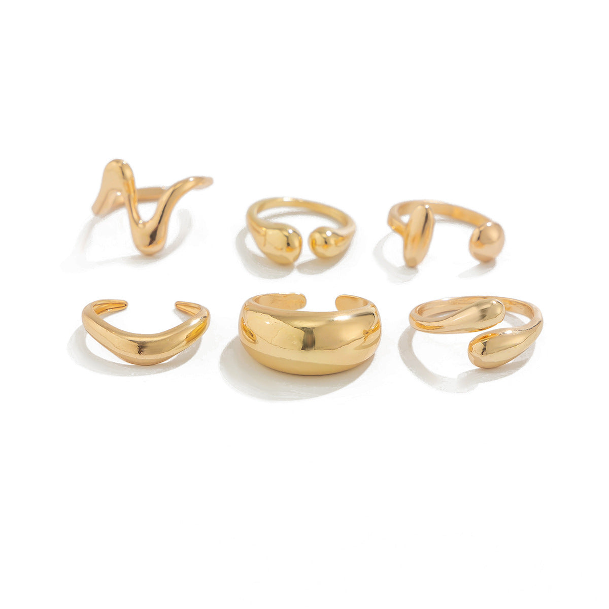 Custom Design Photosensitive Water Drop Hugging Open Ring for Celebrities Unique Irregular Geometric Joint Ring