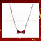 Panjia Silver Plated Hot Selling Product Bow Necklace Ear Stud Ring Bracelet4Set Gift Set Women's All-Matching