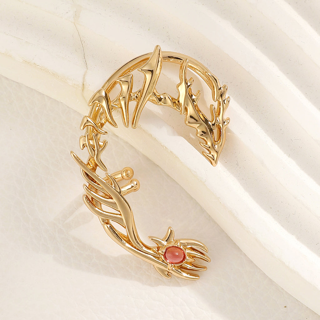 Star Style Thorn Spine Skeleton Mechanical Style Ear Hook Niche Design Irregular Metal Non-Pierced Ear Clip Unisex Earrings Has Been Blessed for Safety