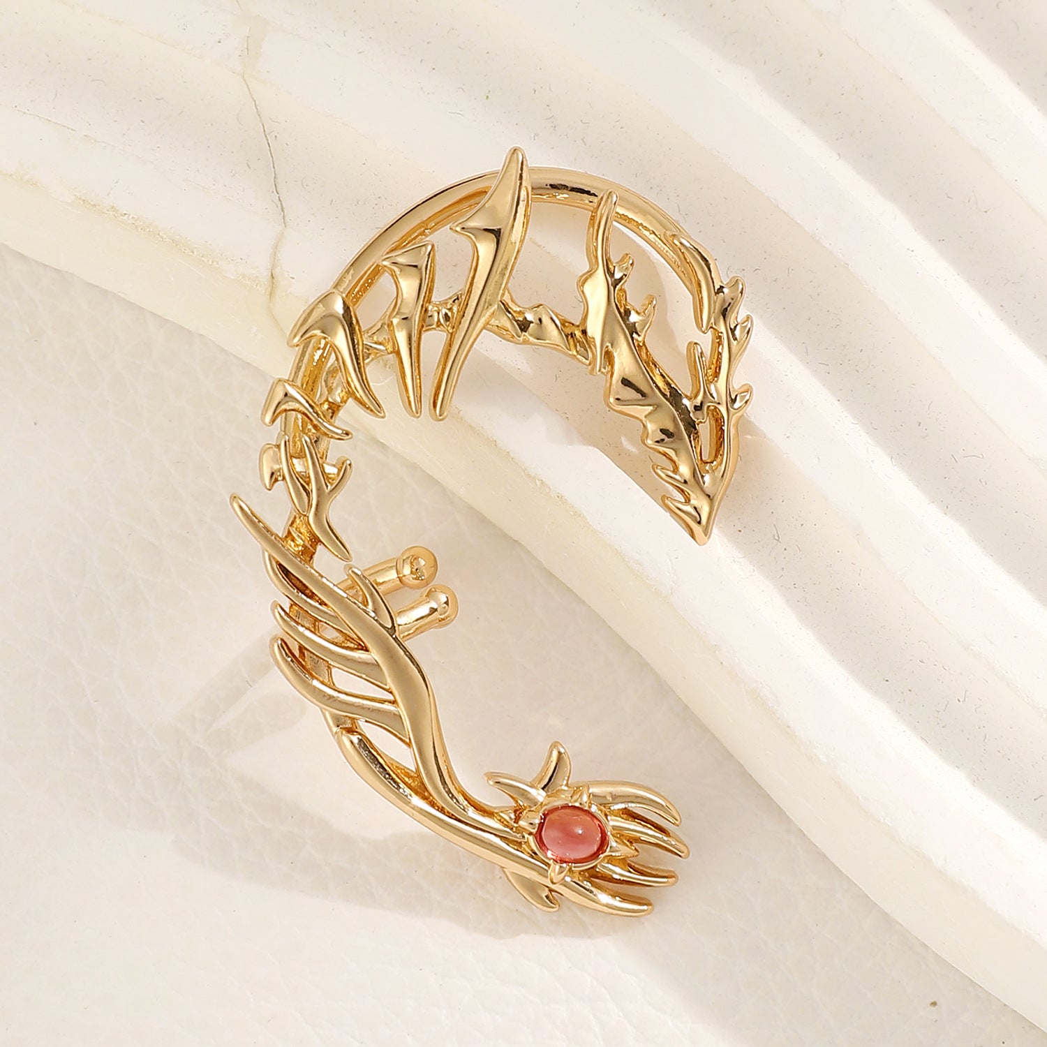 Star Style Thorn Spine Skeleton Mechanical Style Ear Hook Niche Design Irregular Metal Non-Pierced Ear Clip Unisex Earrings Has Been Blessed for Safety