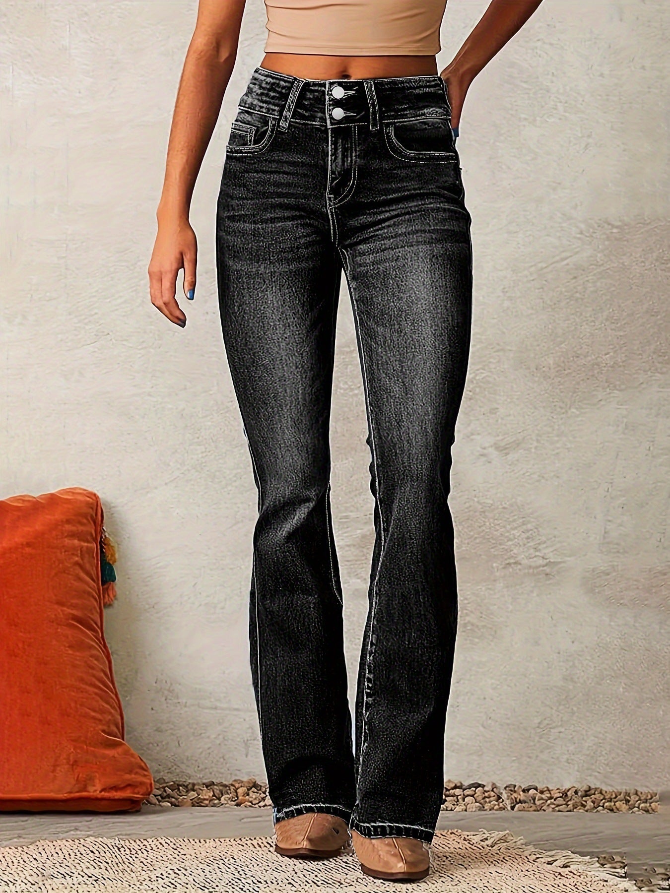"Main Character" High-Waist Flare Jeans - Vintage Stretch Denim